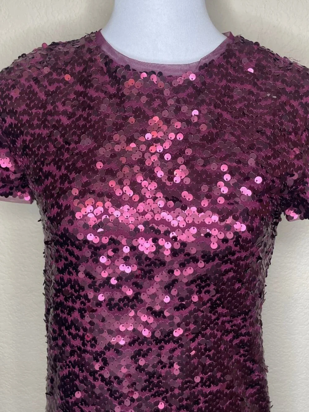 GAP KIDS XL Purple Sequin Shift Dress XL Metallic Plum Holiday Party Shiny